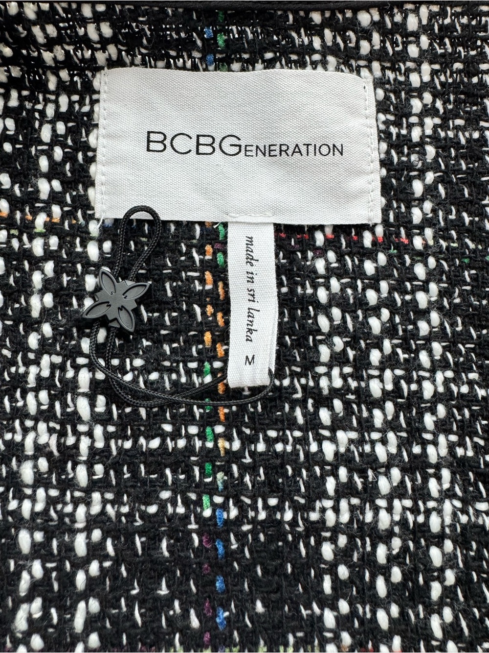 BCBGeneration Tweed Longline Open Vest Duster Plaid Sleeveless Jacket M - Picture 4 of 8